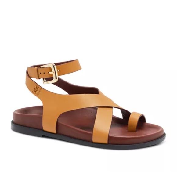 New Free People Anya Criss Cross Leather Toe Ring Sandals - Picture 2 of 5